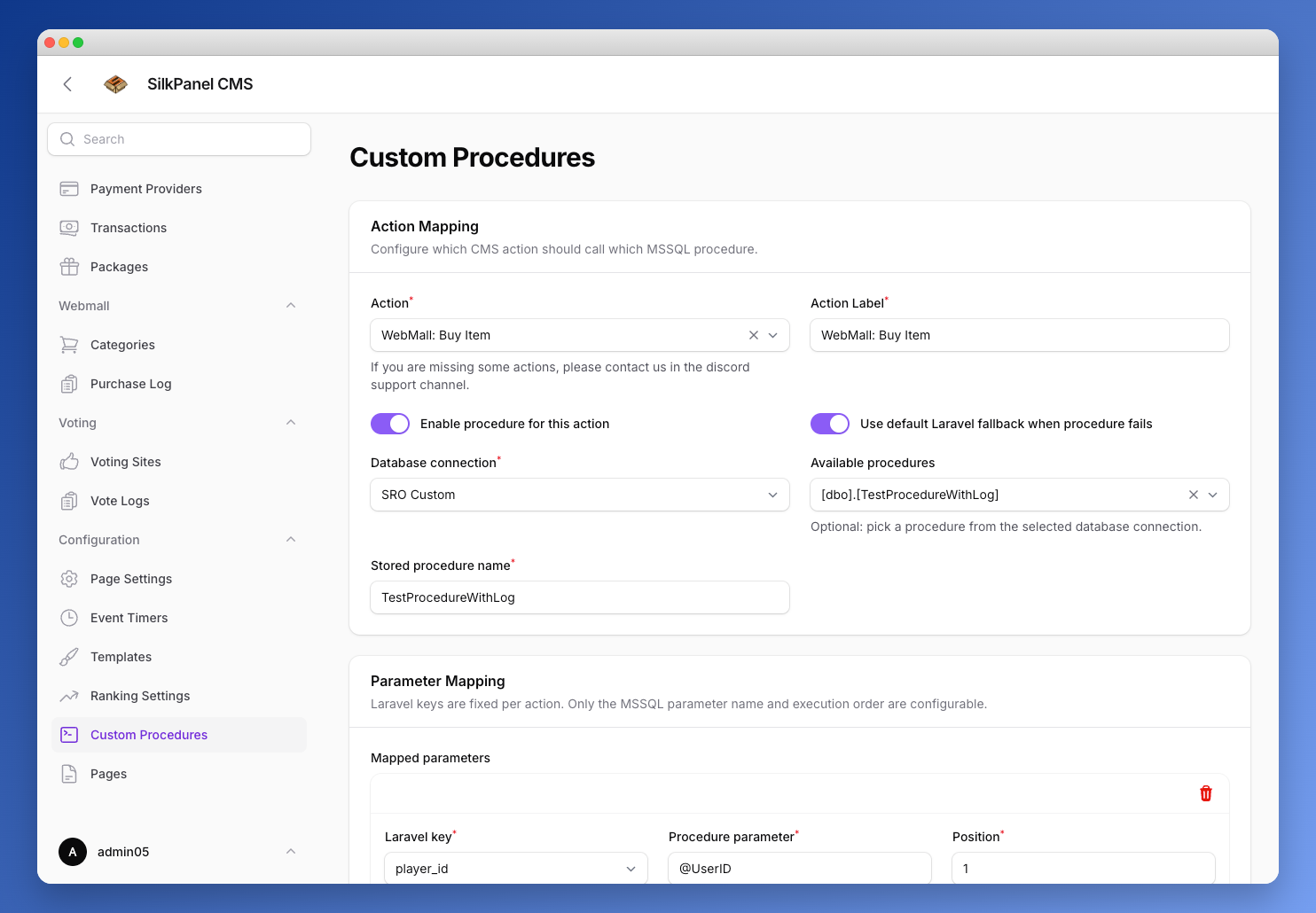 Custom Procedures