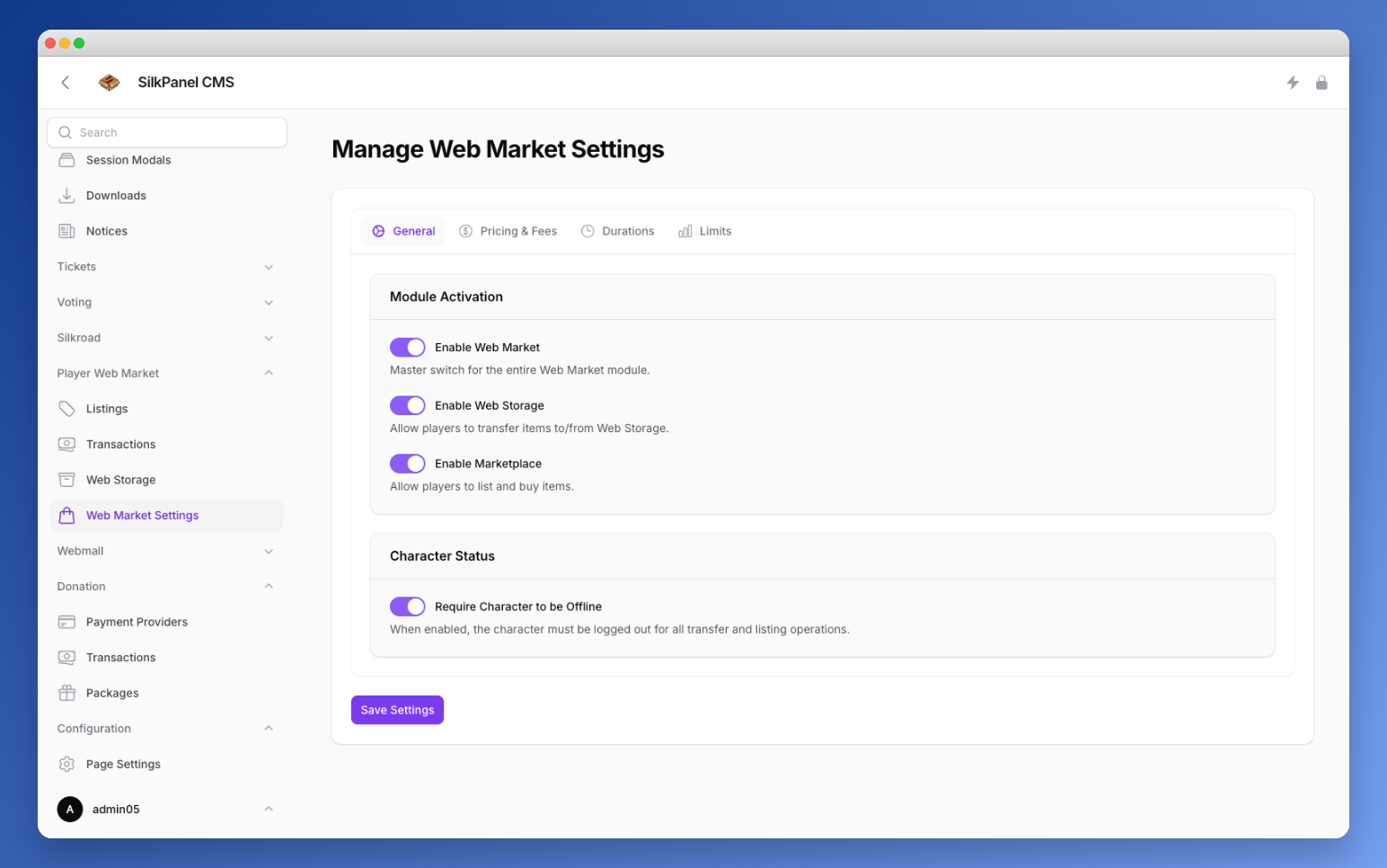 Player Web Market