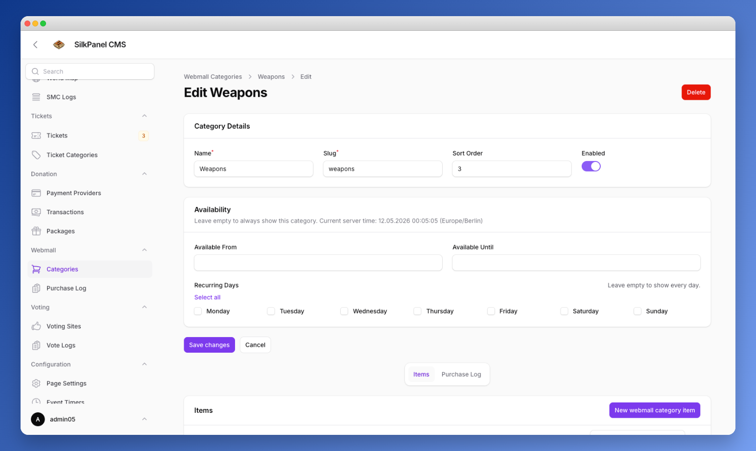 Webmall Categories Item